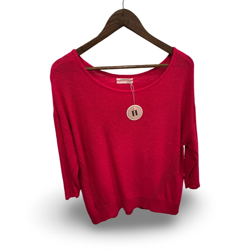 Anthropologie pretty bright pink crew Neck Sweater